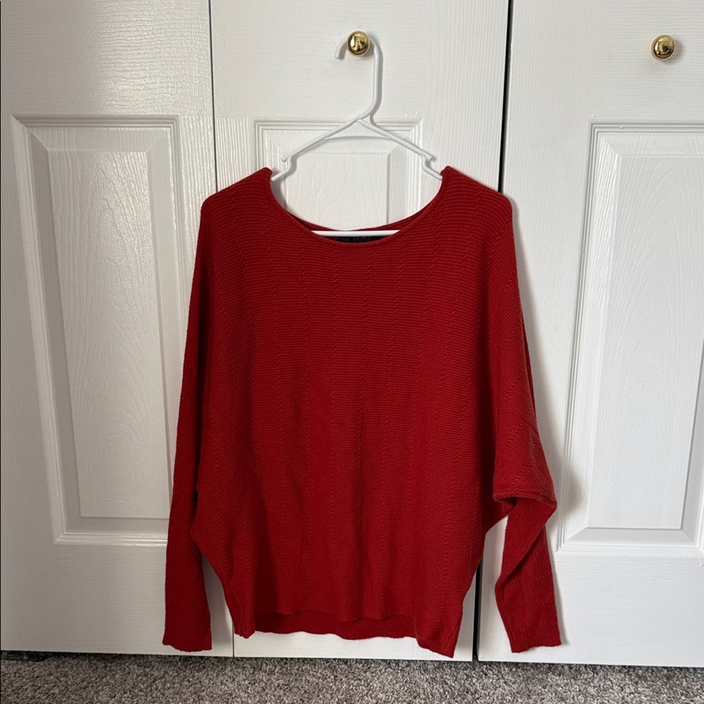 Chic Red-Orange Crew Neck Sweater